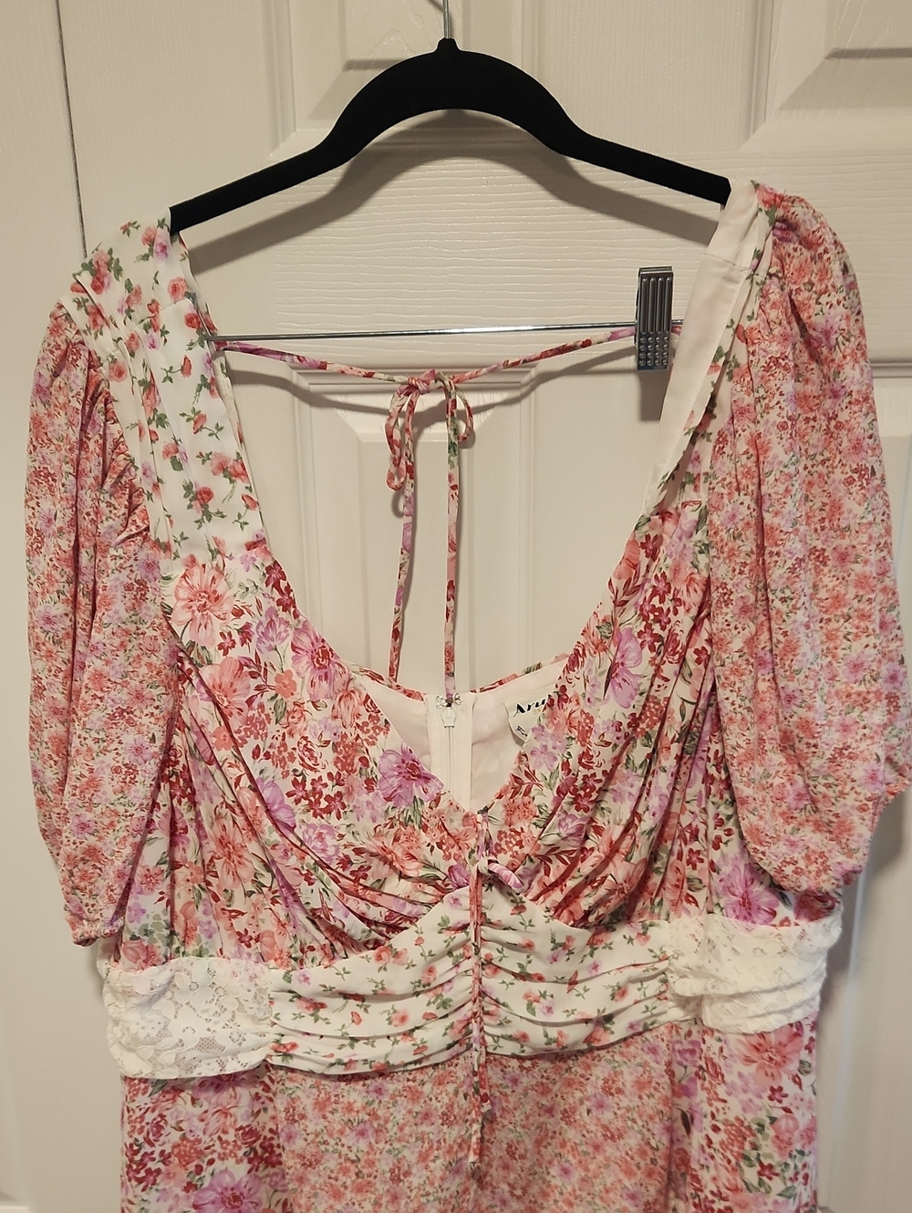 Arula/Altar'd State Aderny Patchwork Floral Mini Dress with Lace Trim - Picture 2 of 7